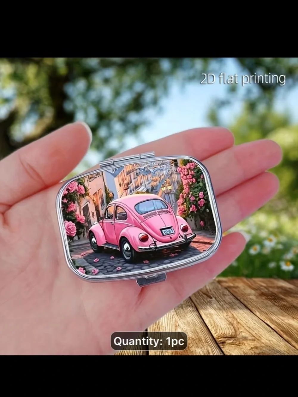 Pink Vintage Car Decorative Metal Storage Box